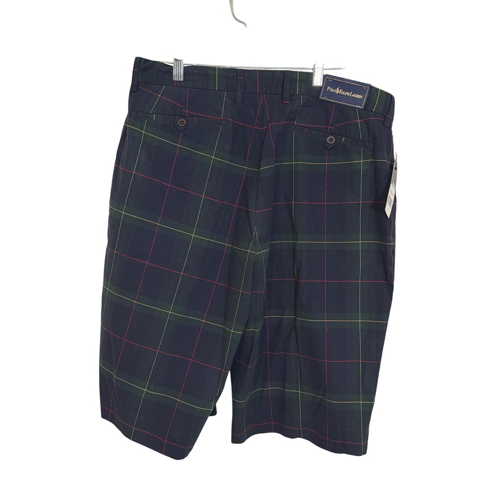Polo Ralph Lauren Mens Maidstone 1 Plaid Chino Shorts Navy Blue Green Red 34 NWT